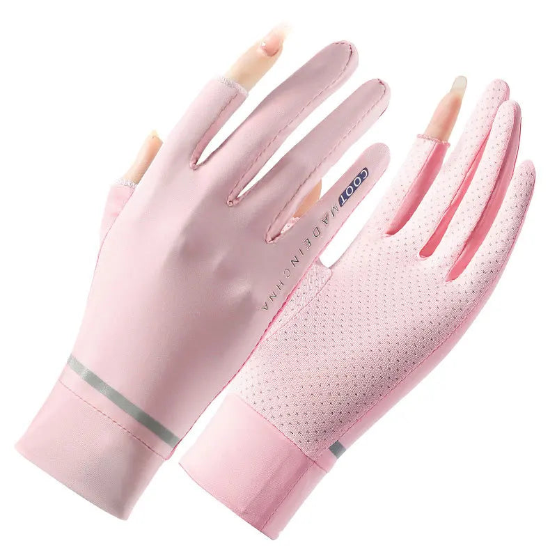 Sommerliche Eis-Seide Handschuhe mit Sonnenschutz – dünn, kühl - touchscreenfähig
