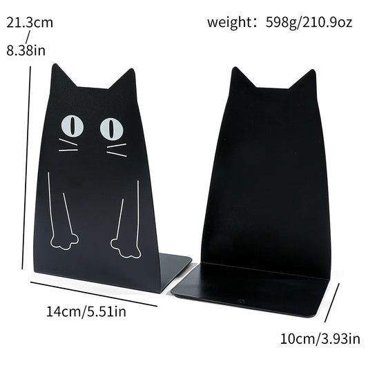 Schwarze Katzen-Buchstützen aus Metall für Schüler und Lehrer