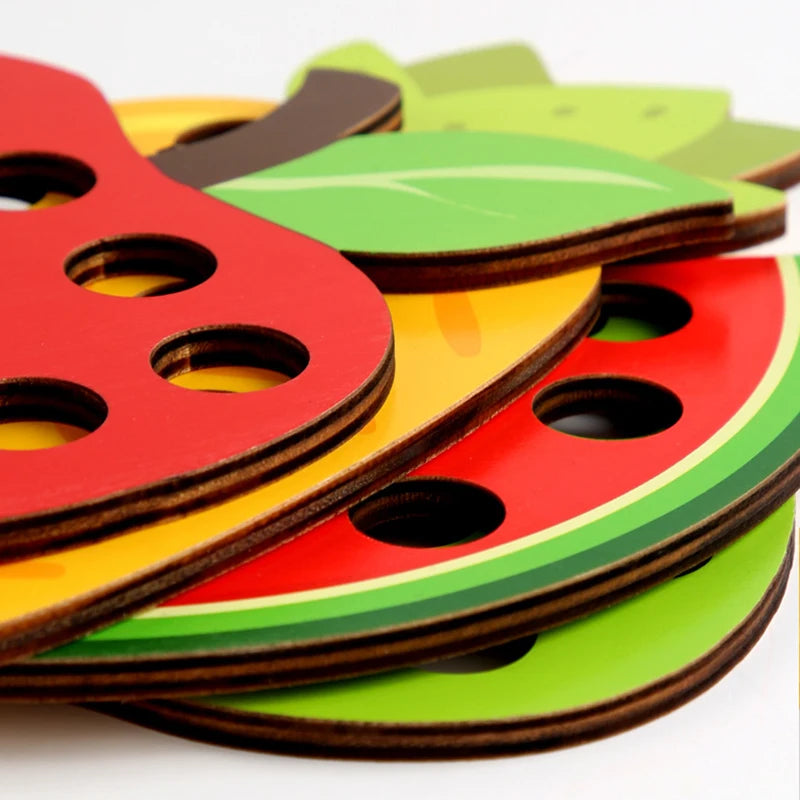Holz Schnürspielzeug für Kinder - Feinmotorik Lernspiel Set