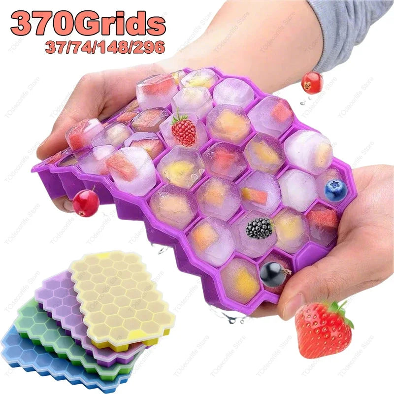 Premium Silikon Eiswürfelformen mit Deckel – Sechseckig, Wiederverwendbar