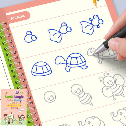 Wiederverwendbares 3D Übungsbuch für Kinder zum Lernen und Schreiben