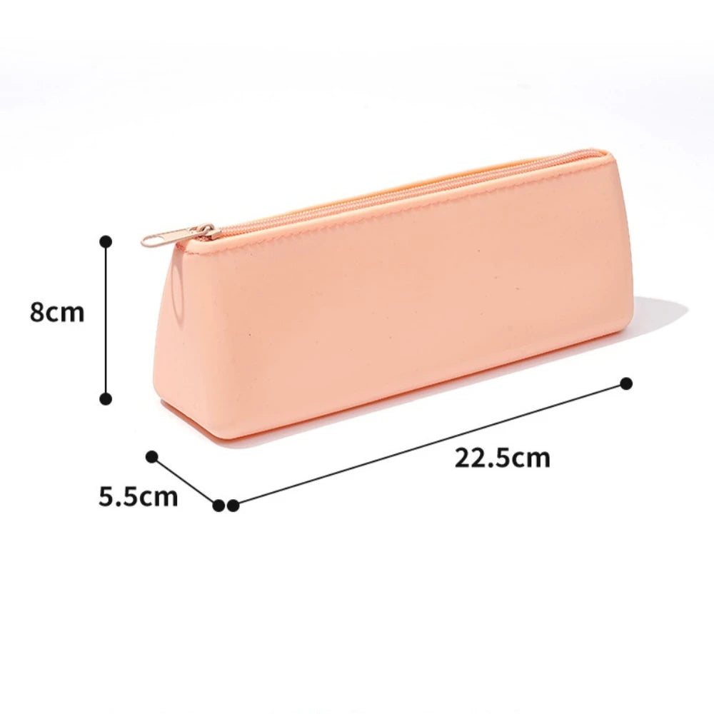 Einfarbige Silikon Federmäppchen mit großem Fassungsvermögen und Reißverschluss