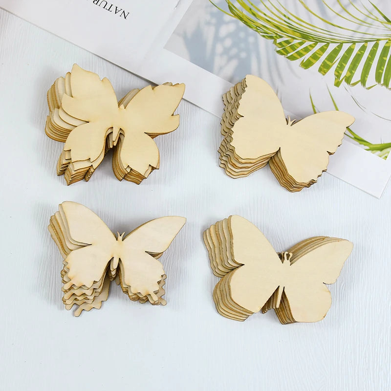 10er Set Holz Schmetterlinge zum Bemalen - Blanko Holzscheiben für Kinder Basteln-Yabubest - Home & More