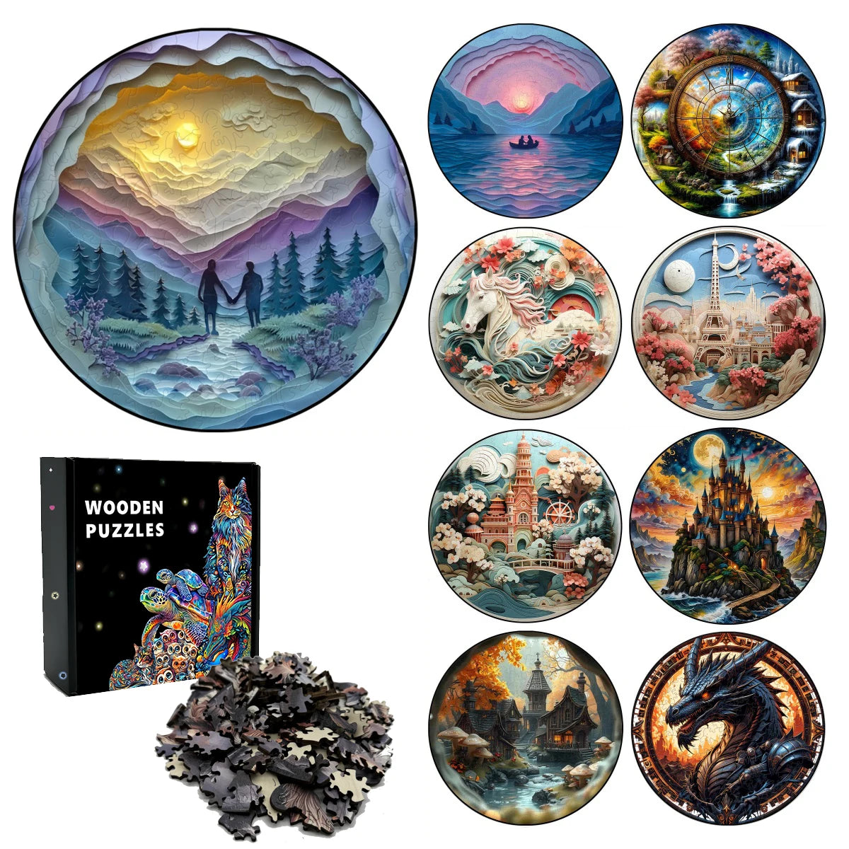 Anspruchsvolles Landschafts Holzpuzzle für Dekoration und Spiel