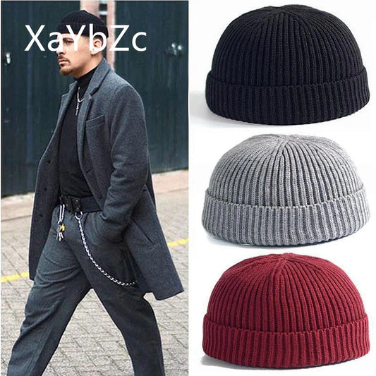 Elastische Unisex Winter Mütze Kurz Gestrickt Warm Beanie Kappe Erwachsene