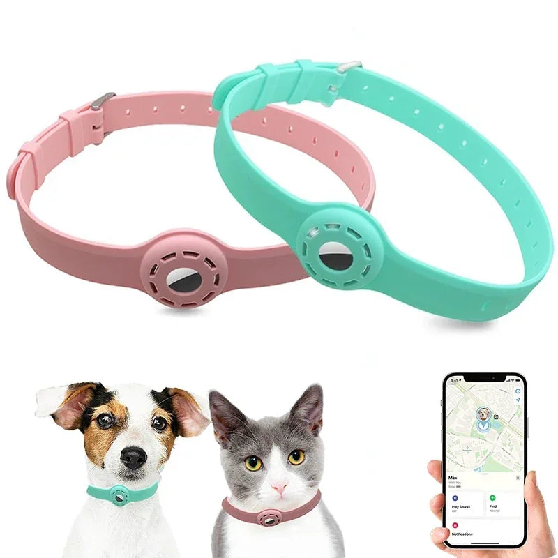 Verstellbares Silikon Katzen- - Hunde-Airtag Halsband mit Komfort