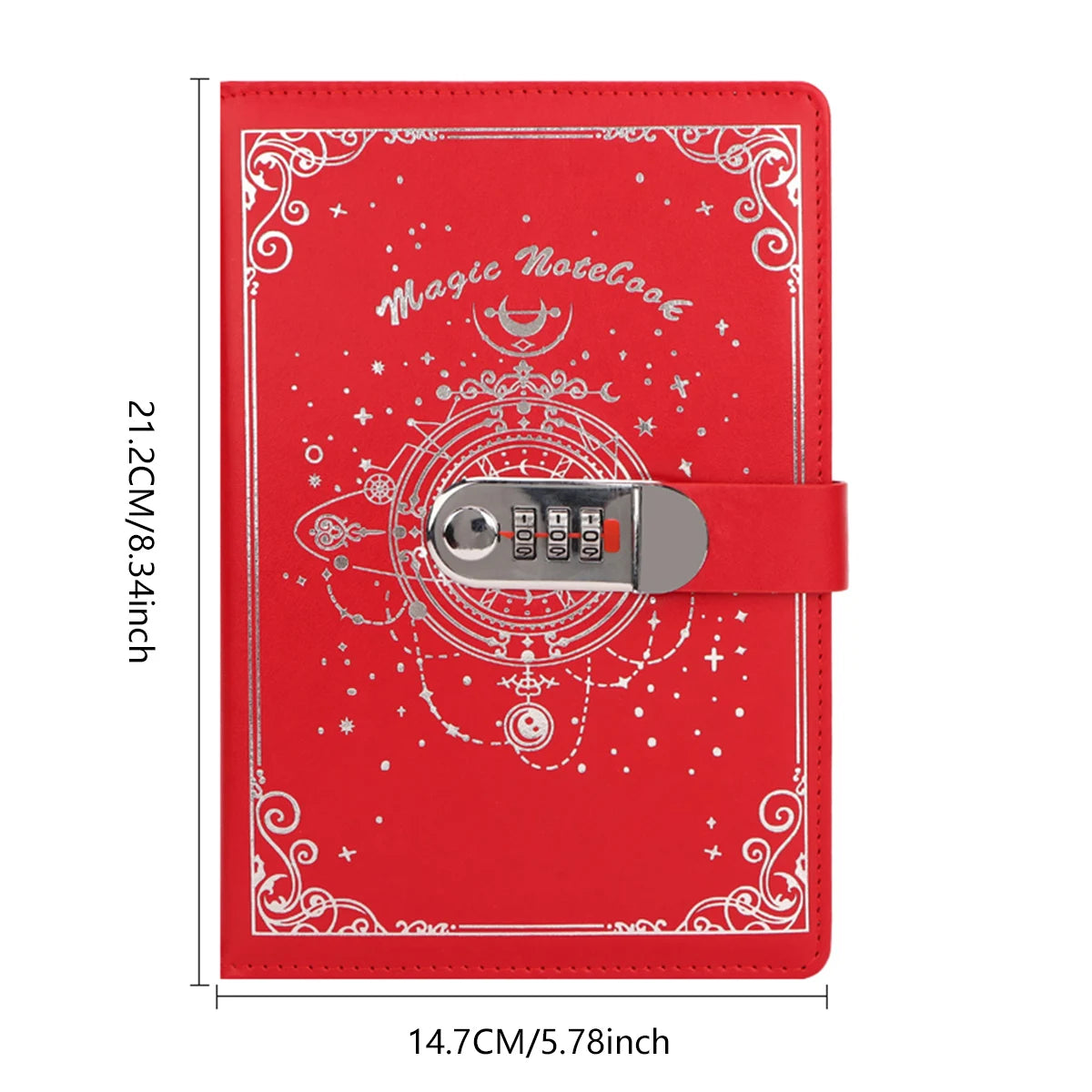 PU-Notizbuch mit Passwortschutz, 200 Seiten, ideal für Büro und Schule