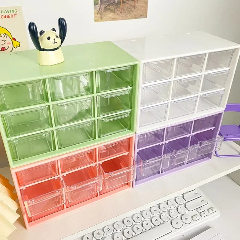 Desktop 9-Fächer Organizer transparent mit Schublade für Schreibtisch