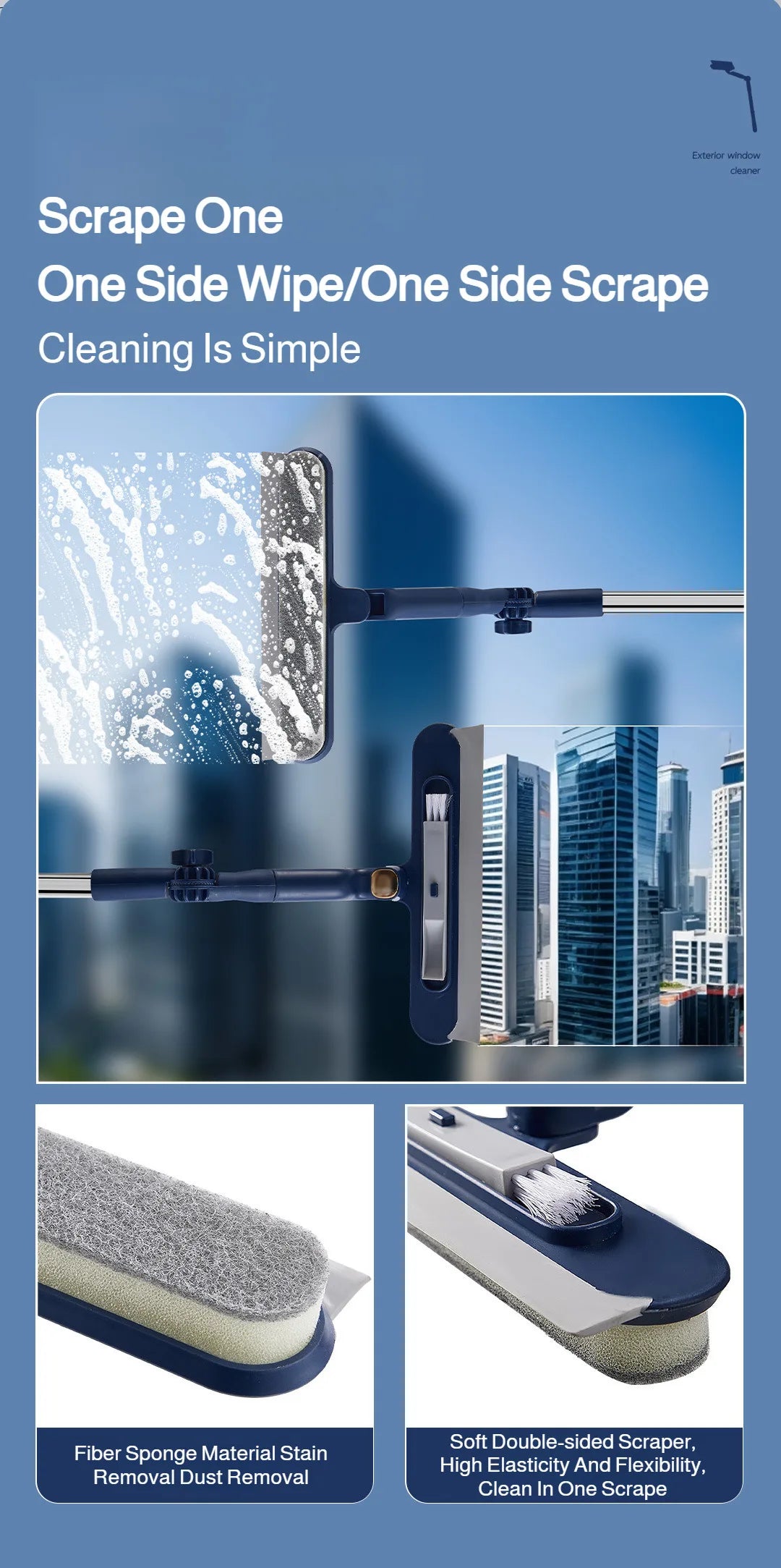 2in1 Fensterreiniger mit drehbarer Bürste und Rakel für Glas und Fliesen-Yabubest - Home & More