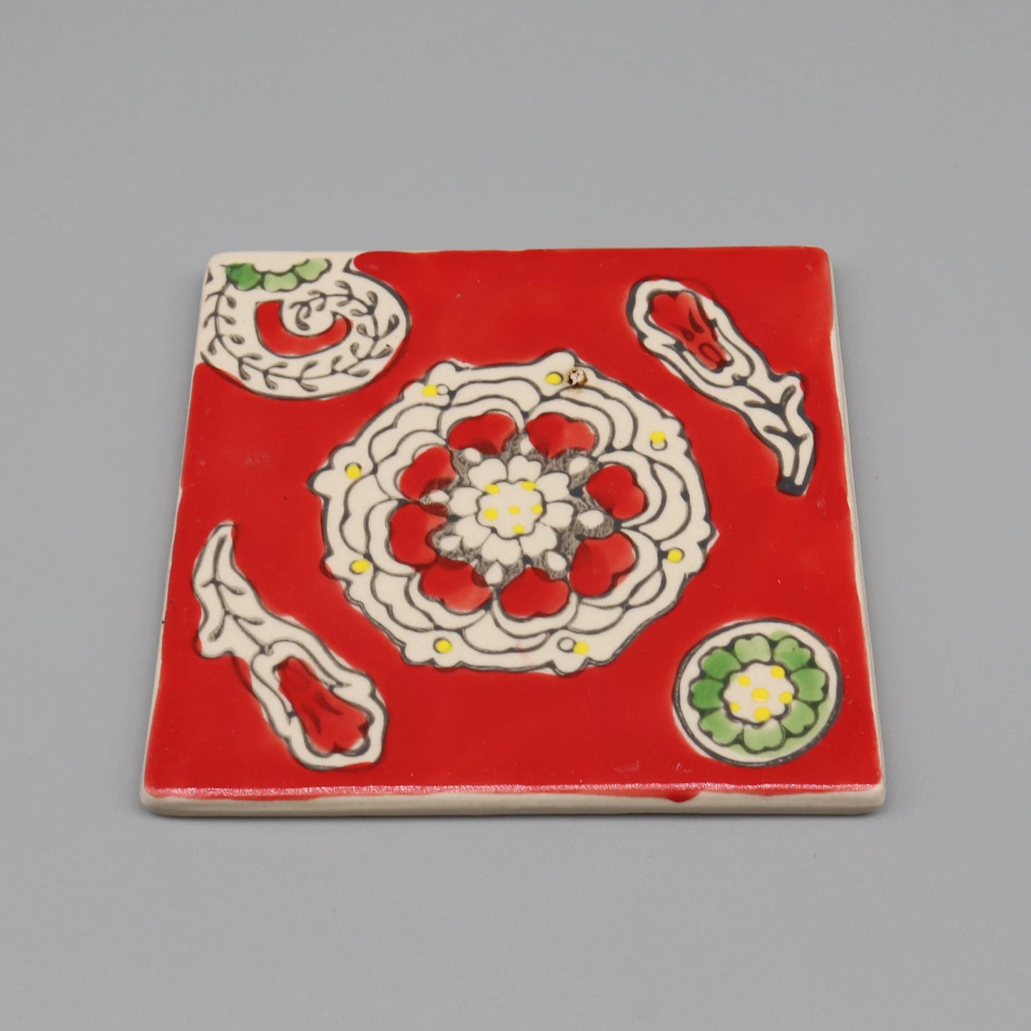 Dekorative quadratische Keramikuntersetzer 10x10 cm blau weiß