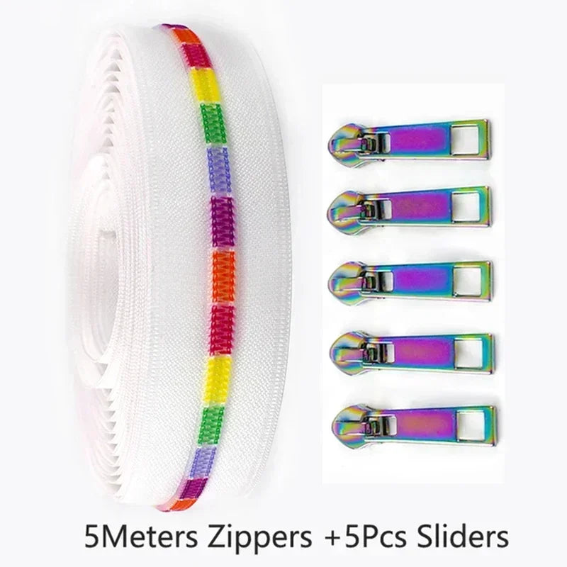 Nylon Reißverschlussband & Schieber Set 5m für Reparaturen Kleidung Taschen #5