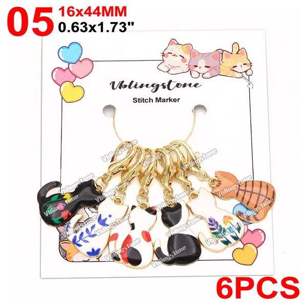 Mix Metall Katze Anhänger Häkeln und Stricken Stich Marker Kits Nadel Clip