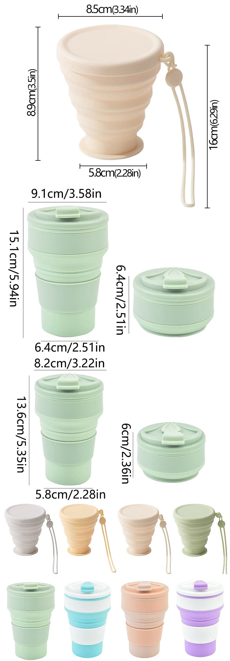 Tragbarer faltbarer Silikonbecher mit Deckel, hitzebeständig und umweltfreundlich - Yabubest - Home & More