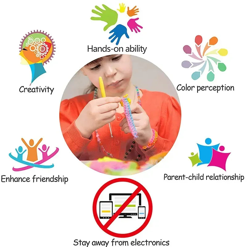 600 1500 Farbiges Gummiband Armbandherstellungsset DIY Kinder Strickset