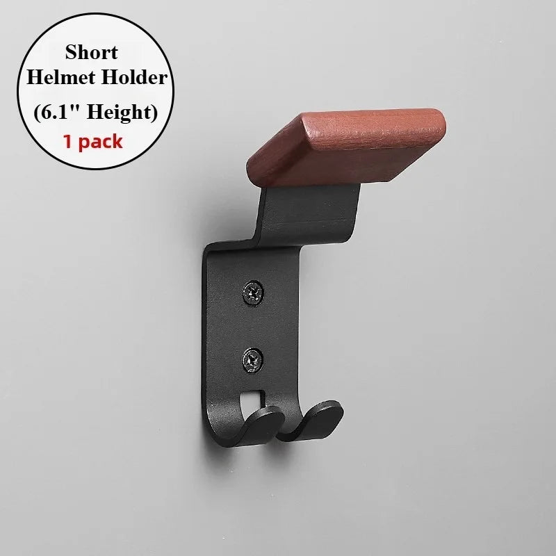 Bohrmontierter Motorradhelmständer aus Holz und Kohlenstoffstahl-Yabubest - Home & More