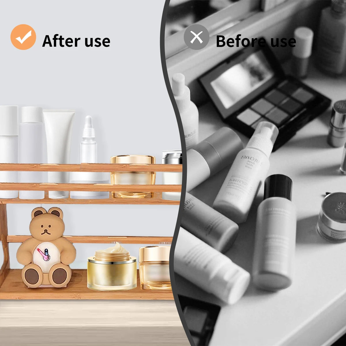 Platzsparendes multifunktionales Gewürzregal aus Bambus