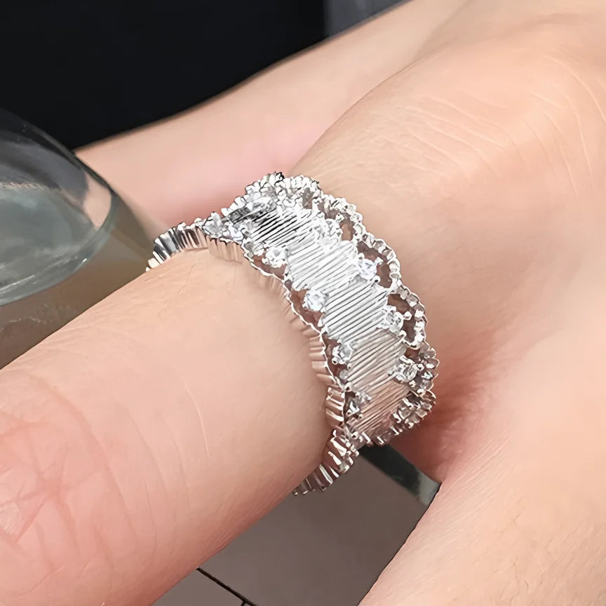 Verstellbarer Silberring mit hohlen Linien, stylischer Punk-Schmuck Unisex