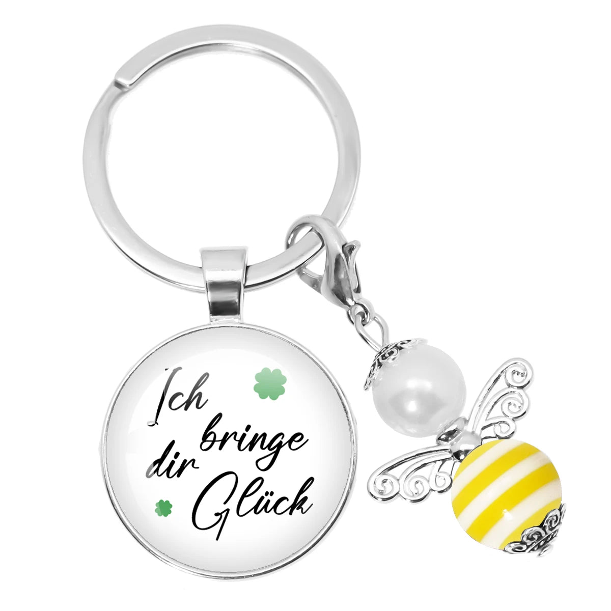 Glücksbringer Schlüsselanhänger mit vierblättrigem Kleeblatt Design