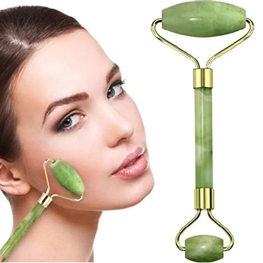 2er Set Gua Sha Gesichtsstein Roller – Jade Massagestein für Hautpflege