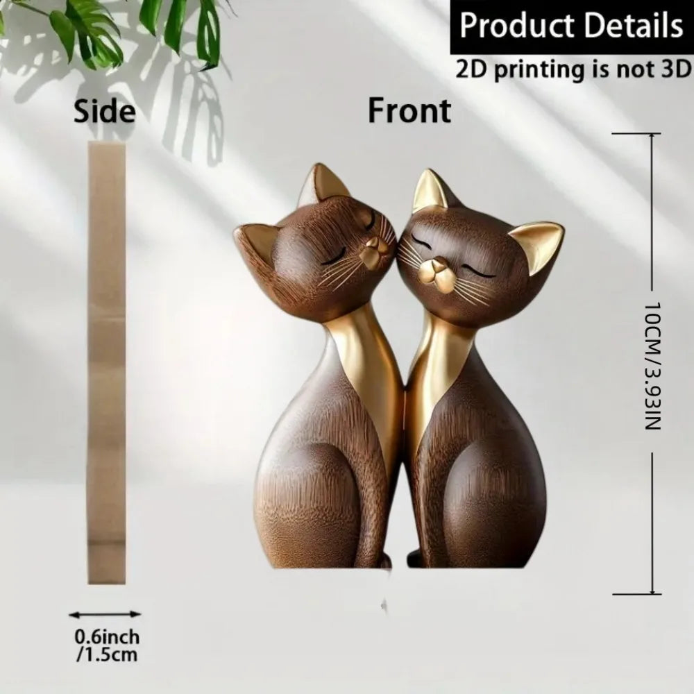 2D Holz Katze Hase Umarmung Figur – Desktop Deko - Tierliebhaber Geschenk