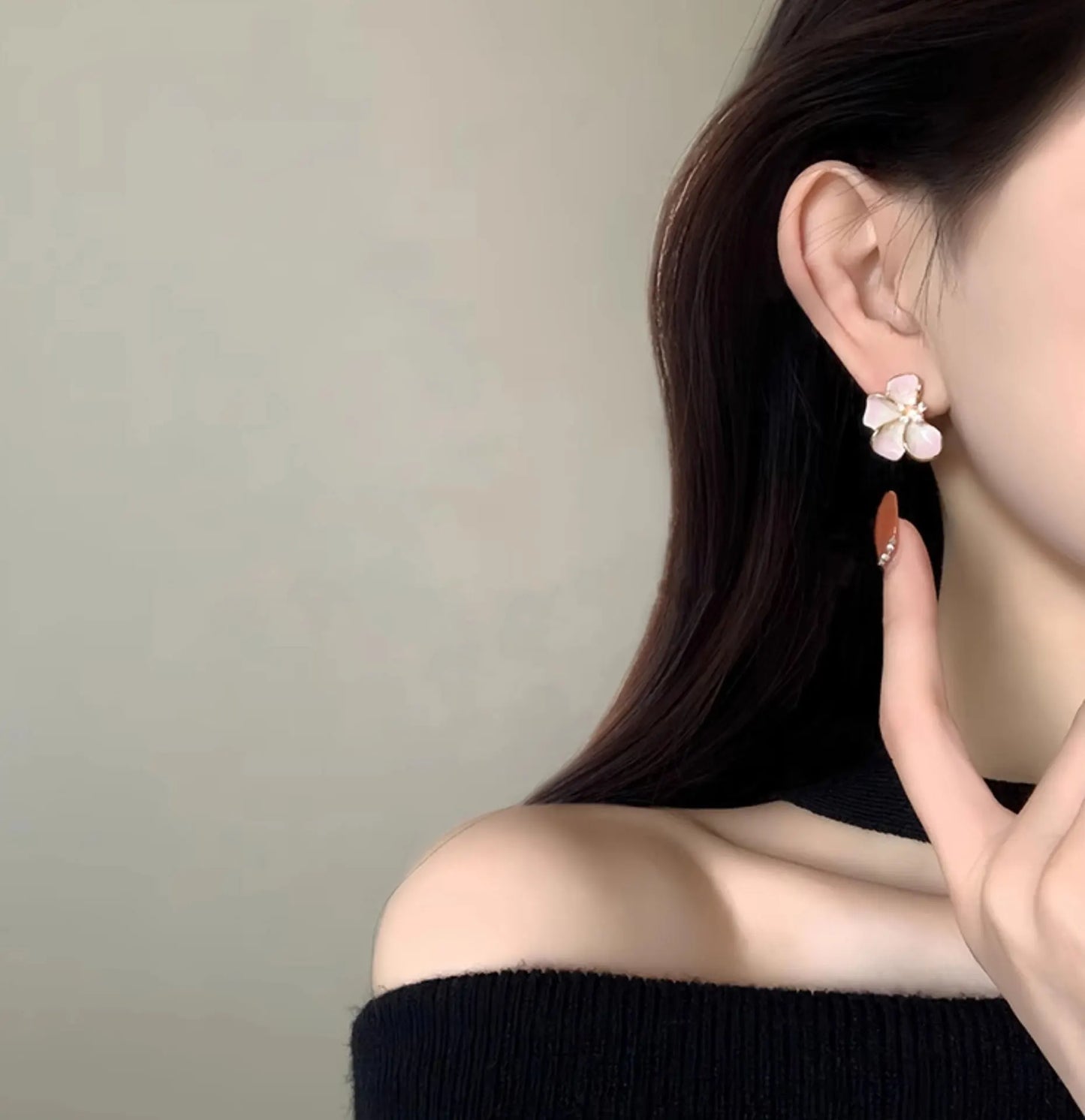 Trendige rosa weiße Blumen Ohrstecker für Frauen und Mädchen