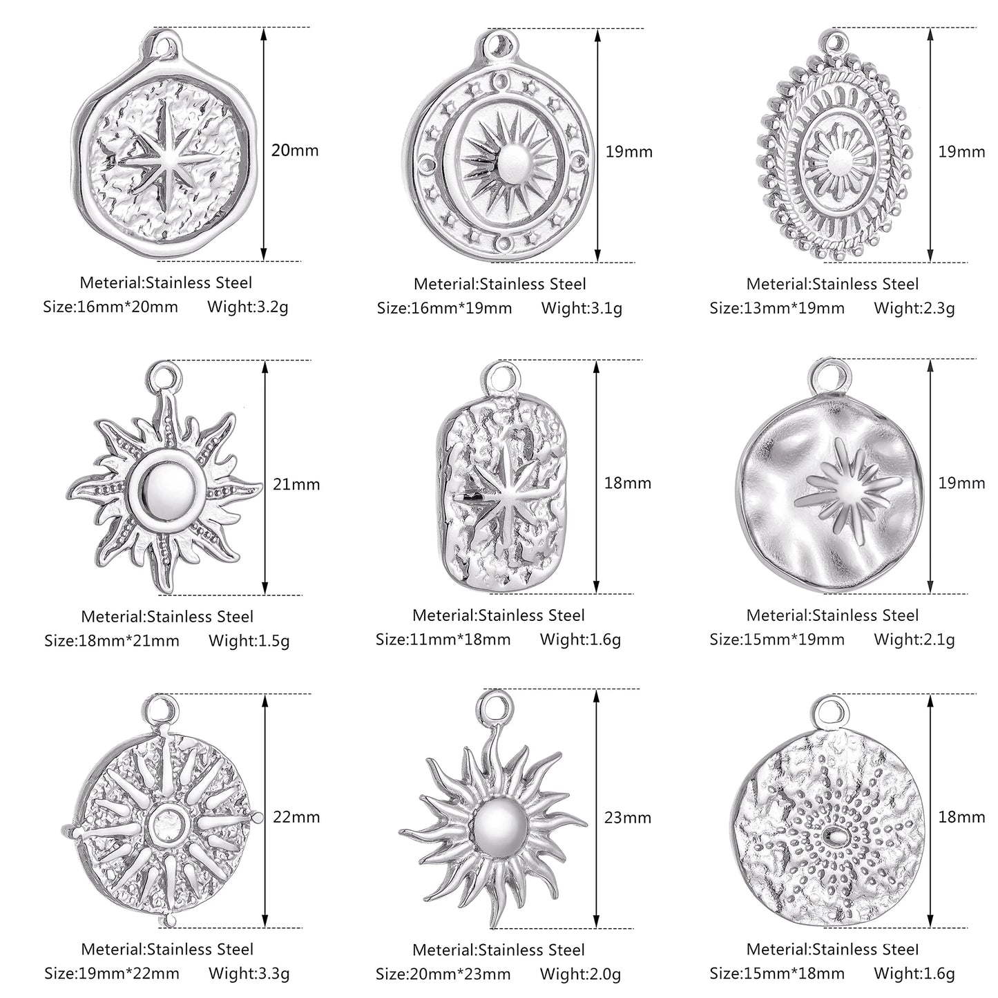 Edelstahl Charms Anhänger Set für DIY Schmuckgestaltung
