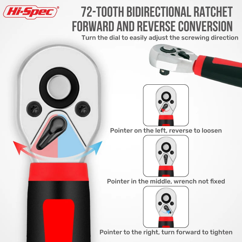 Hi-Spec 1/4 Zoll Doppelkopf-Schnellratschenschlüssel - Mini-Steckschlüsselsatz-Yabubest - Home & More