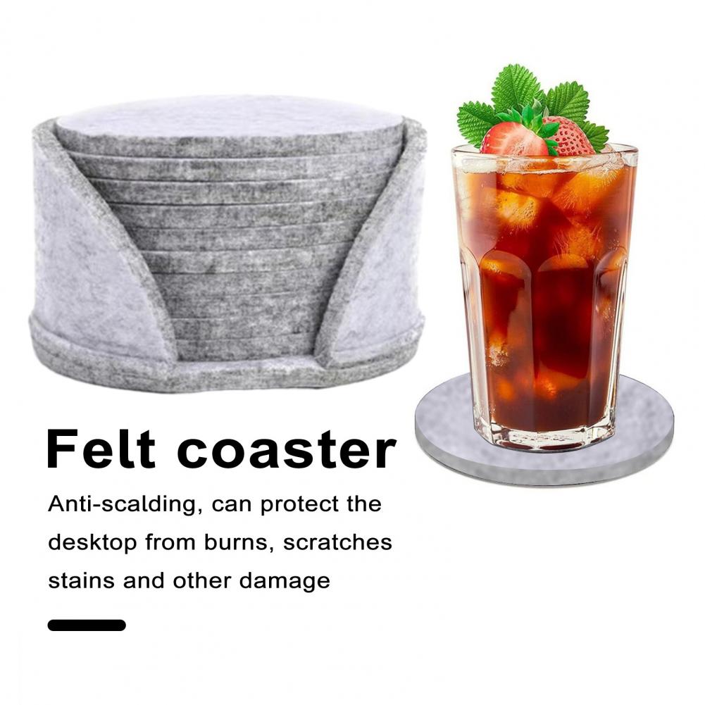 10er Set runde Filz-Untersetzer mit Wärmeisolierung und Antirutschfunktion