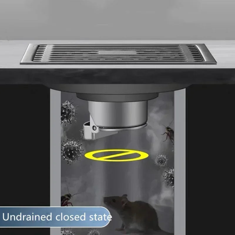 10 cm quadratischer Edelstahl Bodenablauf mit abnehmbarer Abdeckung geruchshemmend