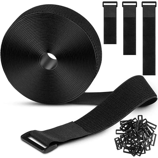 Wiederverwendbare Nylon Klett-Kabelbinder 5 m verstellbar schwarz