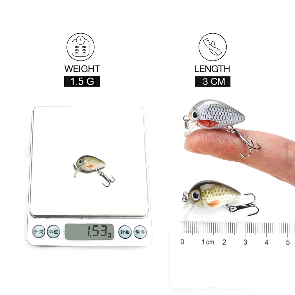 5 Mini Schwimmköder 3cm 1,5g Wobbler Köder für Süßwasser Angeln