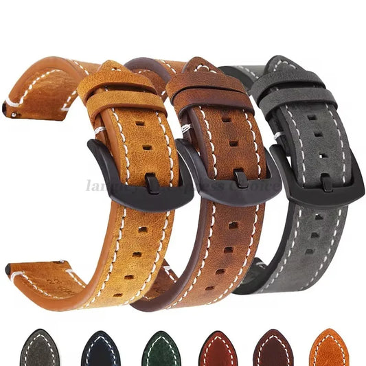 Retro-Uhrenarmband aus Kalbsleder in verschiedenen Bandbreiten 18-24 mm