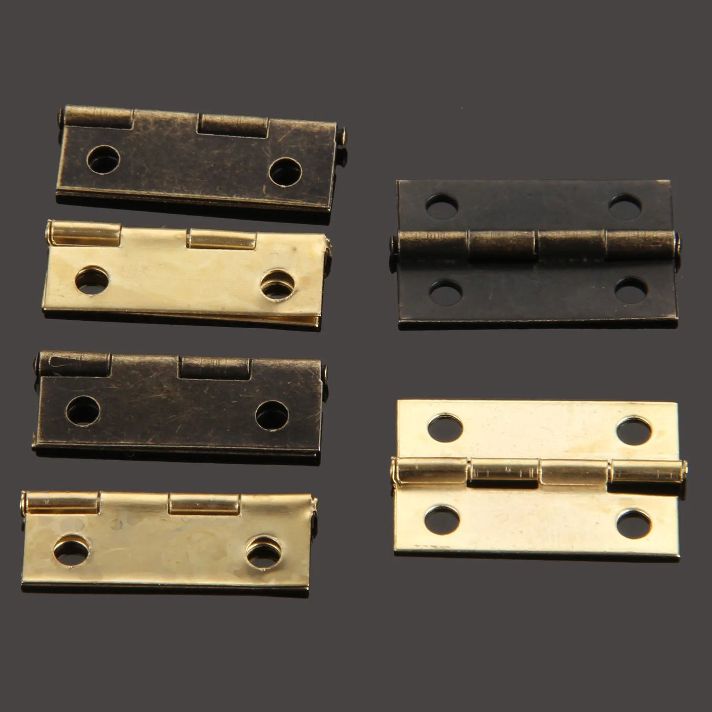 10er Set dekorative Möbel-Scharnier 24x16mm für Vintage Holzboxen