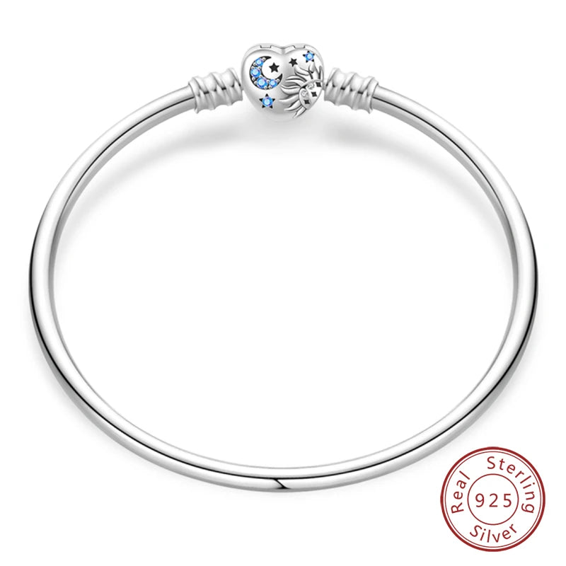 Armband Silber 925 mit Stern Mond Sonne und Grünem Zirkon Charm