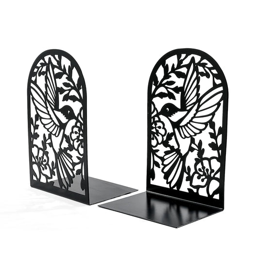 Buchstützen aus Eisen mit Schwalben- und Blumenmotiv für Büro & Zuhause