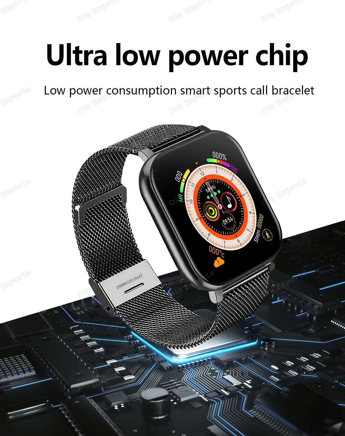 Vielseitige Smartwatch mit HD Touch Display und Fitnessfunktionen