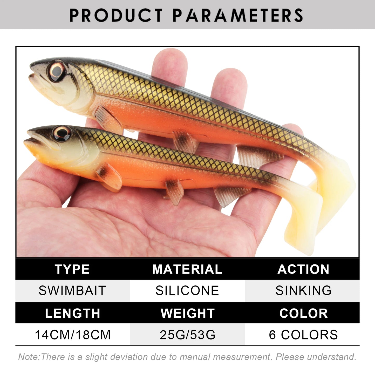 Quadratischer Silikon-Swimbait 14-18 cm für Meeres- und Süßwasserfischen