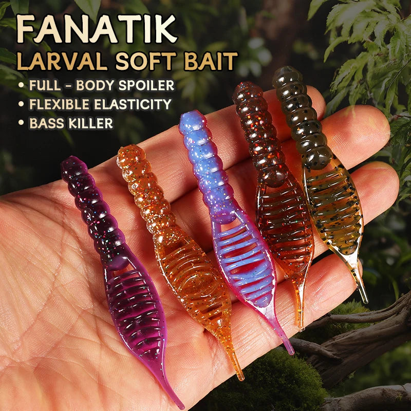 Weiche Angelköder Set - Silikon Larven 80mm/8 Stk. oder 55mm/15 Stk. für Angler