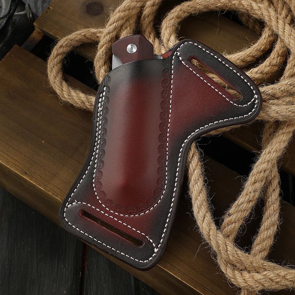 Vintage Leder Gürtelhülle für Klappmesser Outdoor Werkzeug Minitasche