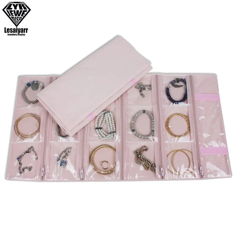 Faltbarer Schmuck Organizer aus Samt mit Reißverschluss für Reisen