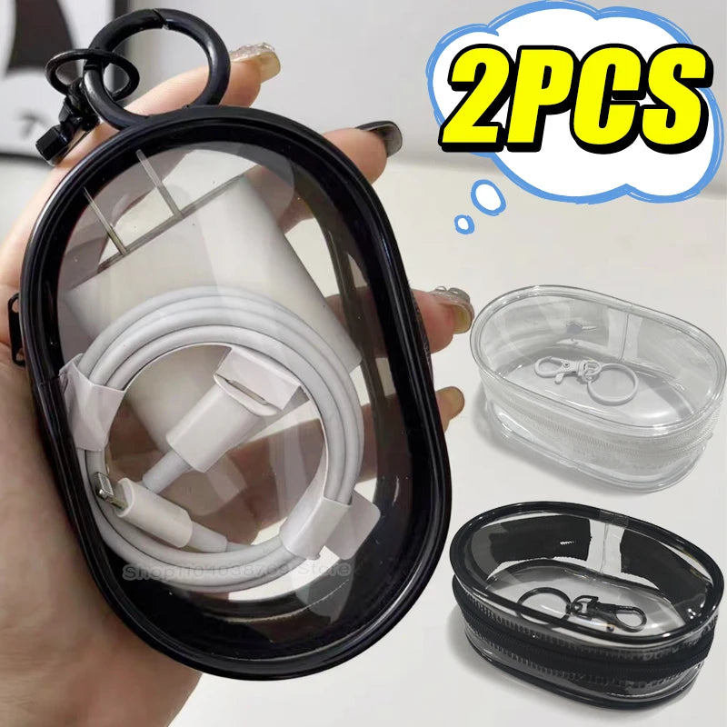 Mini PVC Aufbewahrungstasche transparent wasserdicht Reise Kosmetik Kabel Organizer