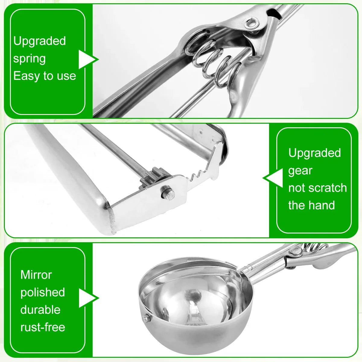 Multifunktionales 3 teiliges Eisschaufel Set aus Edelstahl