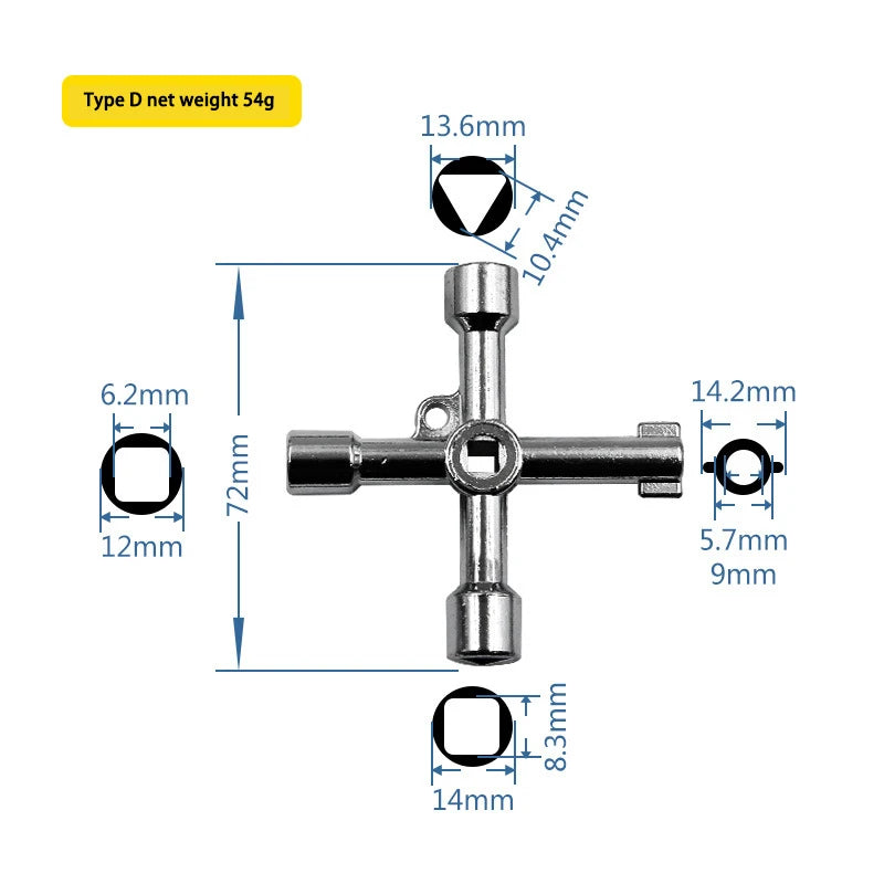 4in1 Multifunktions Inbusschlüssel Set für Wasserzähler Ventil Reparatur