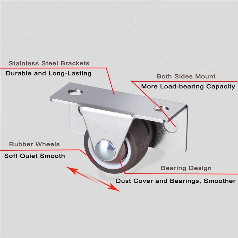 Leise TPR Möbelrollen 1 - 1,25 Zoll | Stabile, seitliche Montage