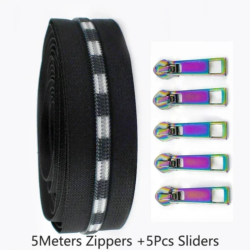 Nylon Reißverschlussband & Schieber Set 5m für Reparaturen Kleidung Taschen #5