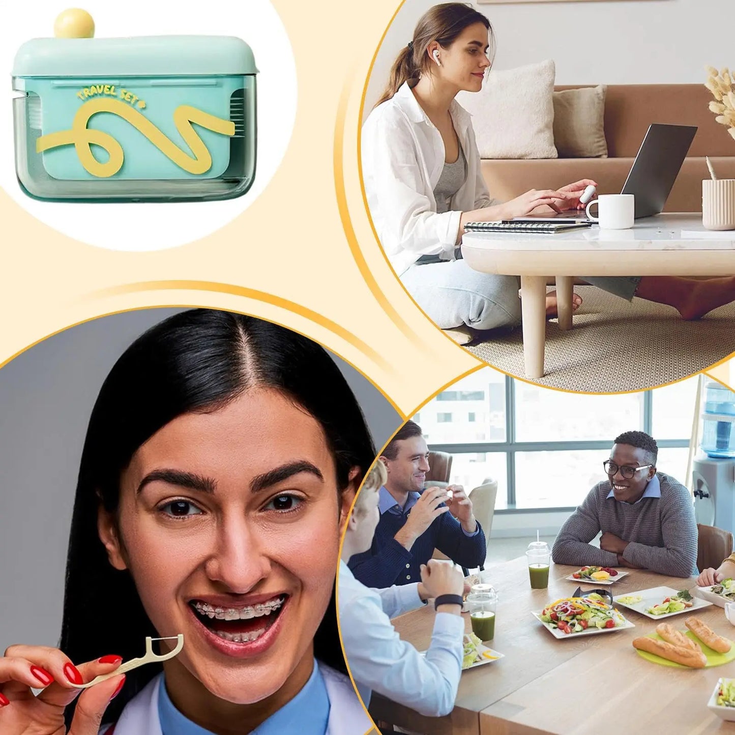 Tragbare Zahnseide Box mit Pop Up Spender für einfache Mundpflege