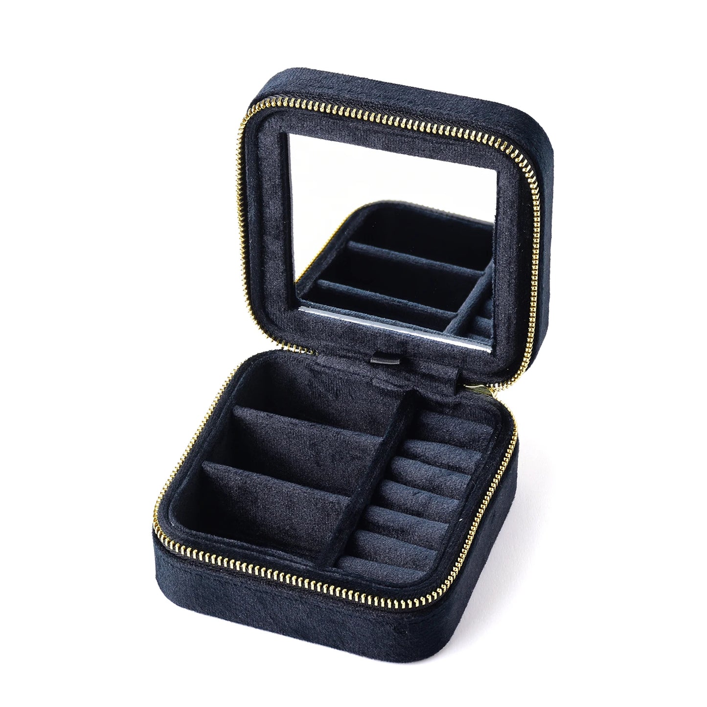 TAIMY Vintage Samt Reise-Schmuckbox Grün mit Spiegel Organizer