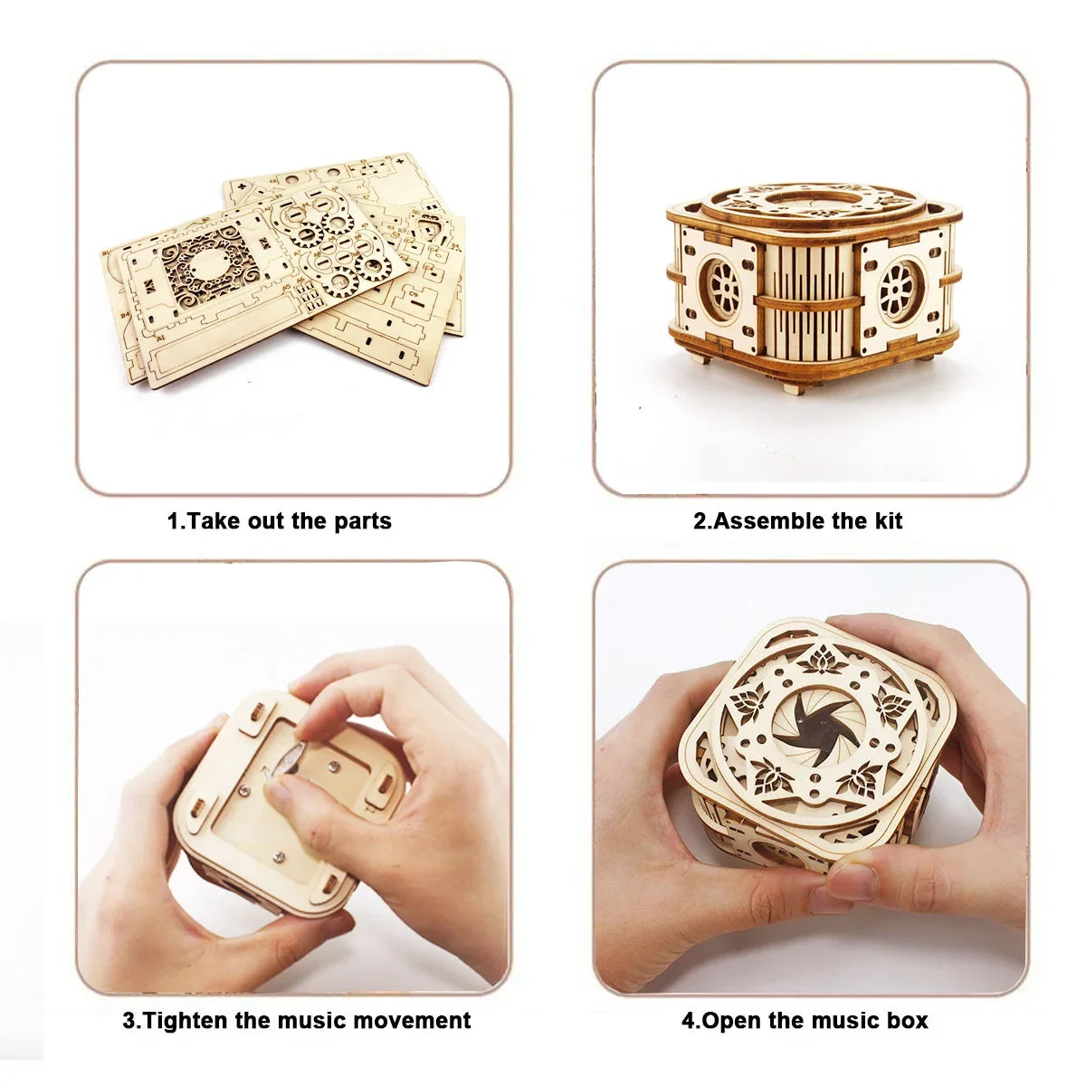3D Holzbaukasten Spieluhr Bausatz für Kinder und Erwachsene