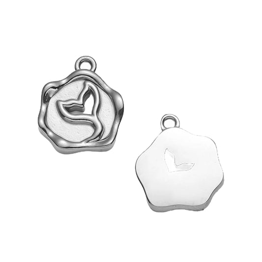 Goldfarbene Edelstahl Charms Rose Herz Meerjungfrau Design