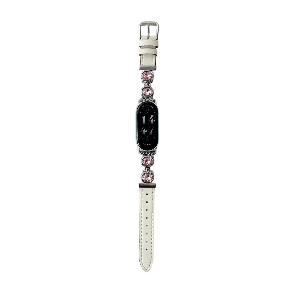 Elegantes Leder Metall Armband f. Smart Band 8 9 10 Damen Ersatzband